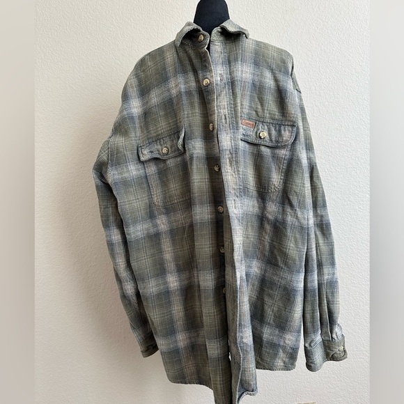 Carhartt Shirt 2XL Green Utility Workwear Heavyweight Flannel Distressed, Trend - Picture 1 of 10